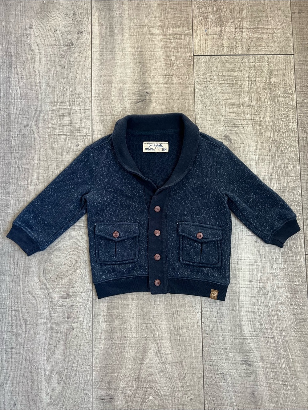 OshKosh Navy Shawl-Collar Button Cardigan 18 Months